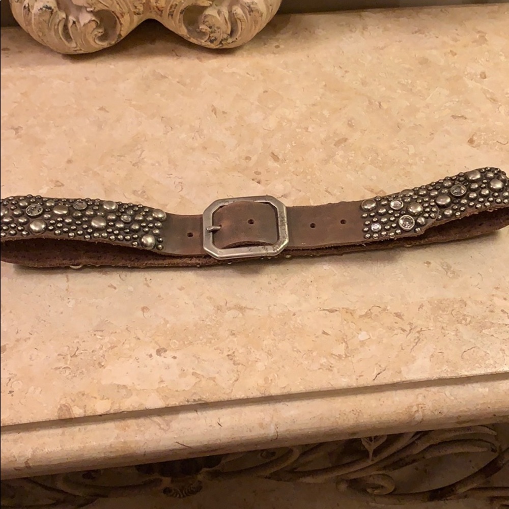 Stunning Old Stud vintage leather, crystal, belt